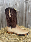 El General Men's Tan Genuine Cowhide Square Toe Western Boots