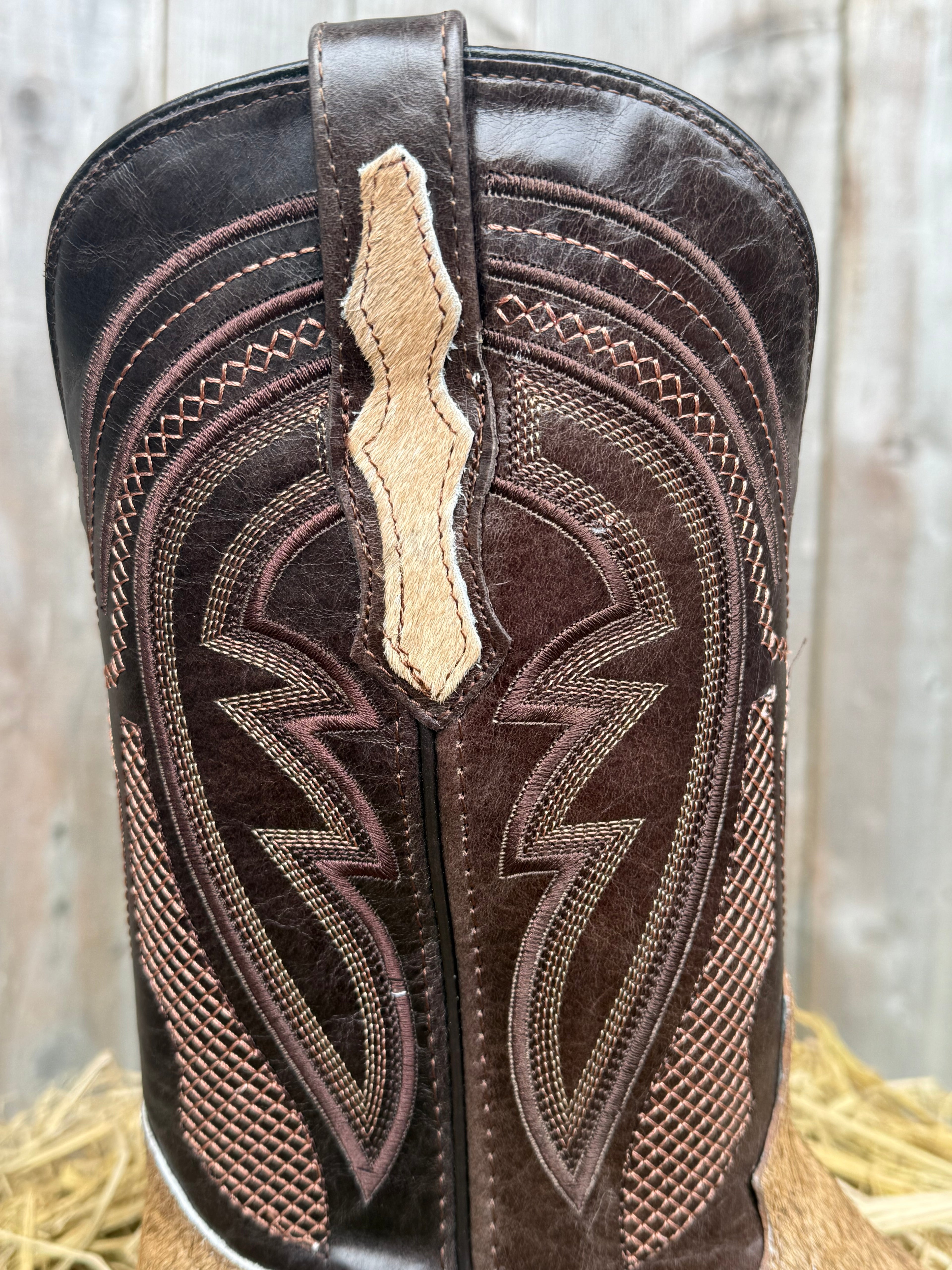 El General Men's Tan Genuine Cowhide Square Toe Western Boots