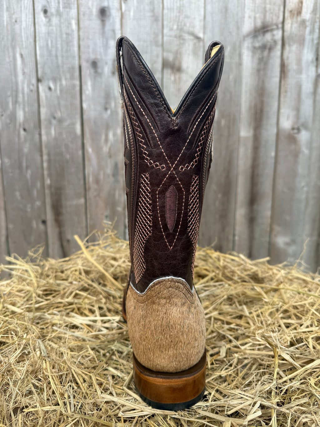 El General Men's Tan Genuine Cowhide Square Toe Western Boots