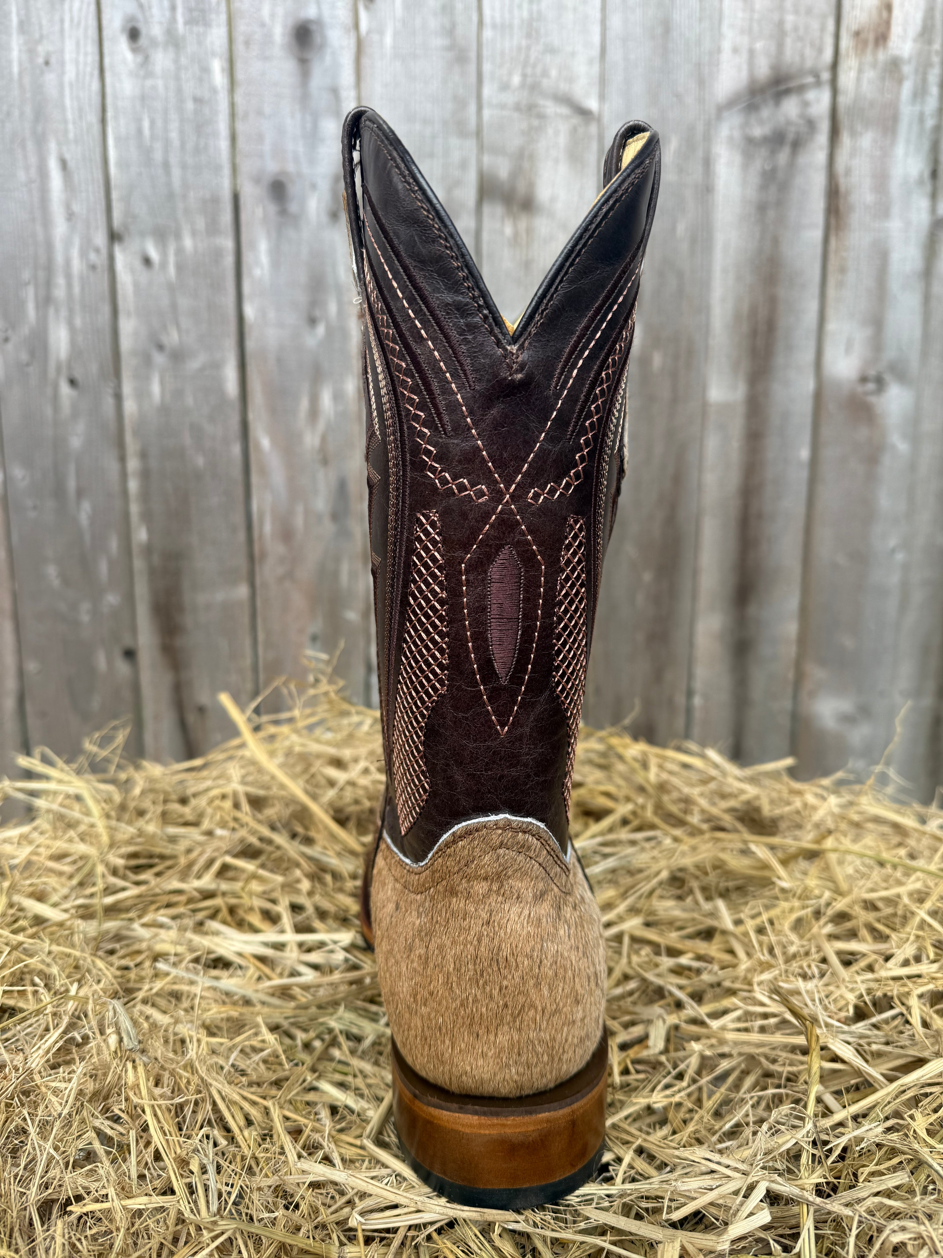 El General Men's Tan Genuine Cowhide Square Toe Western Boots