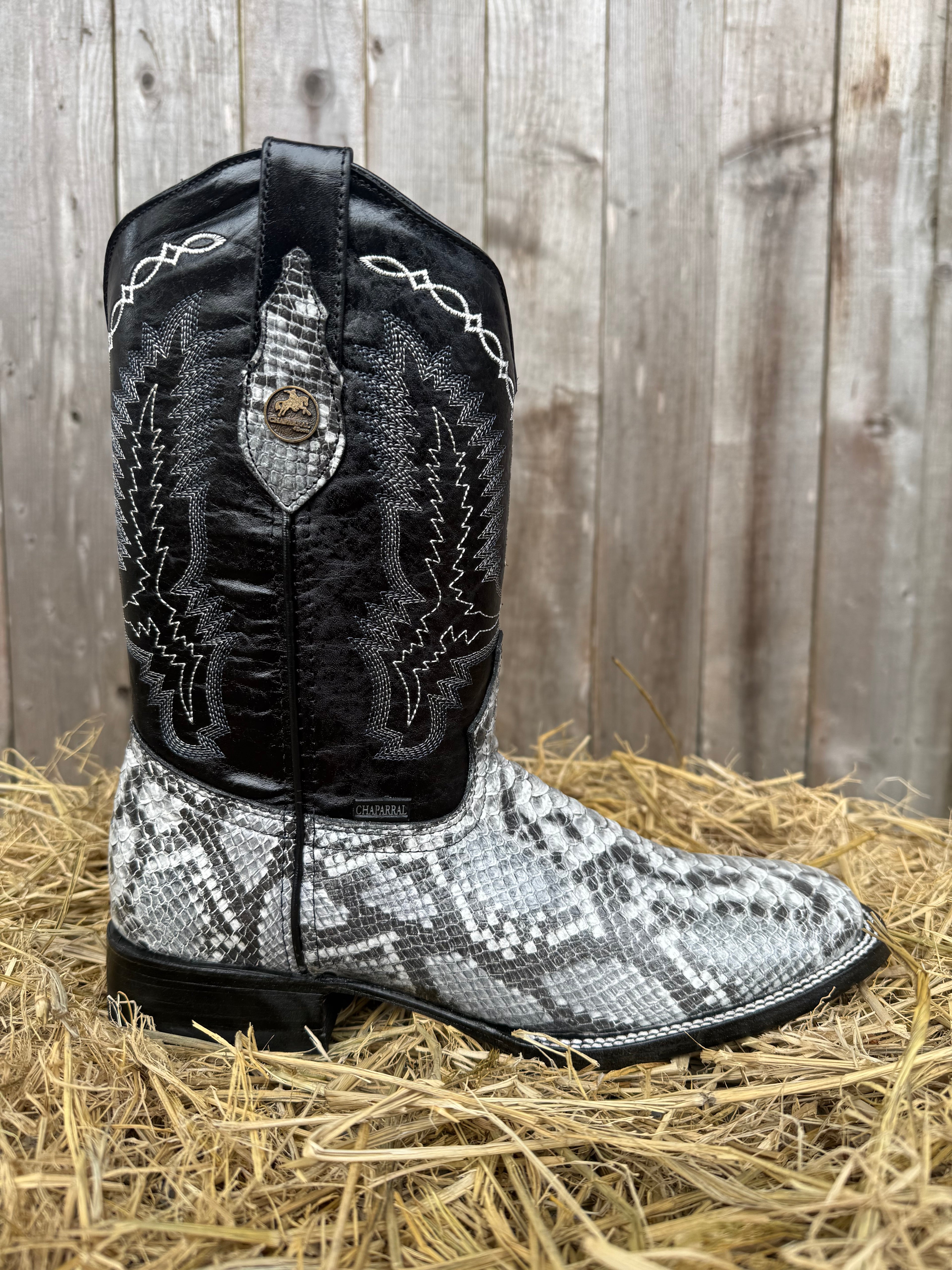 Chaparral Men's Python Print Square Toe Western Boots