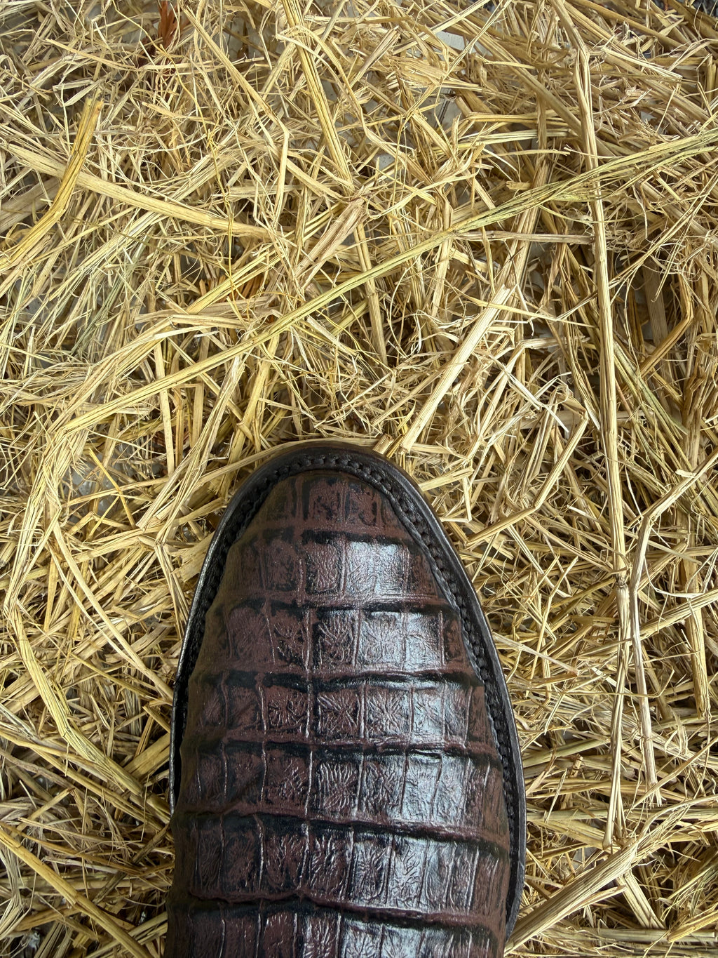 Frontera Men's Brown Imitation Crocodile Print Round Toe Western Boots