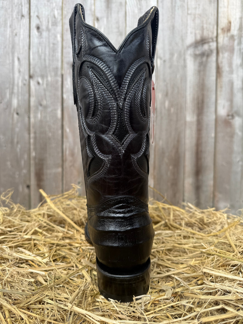 Frontera Men's Black Imitation Crocodile Print Round Toe Western Boots