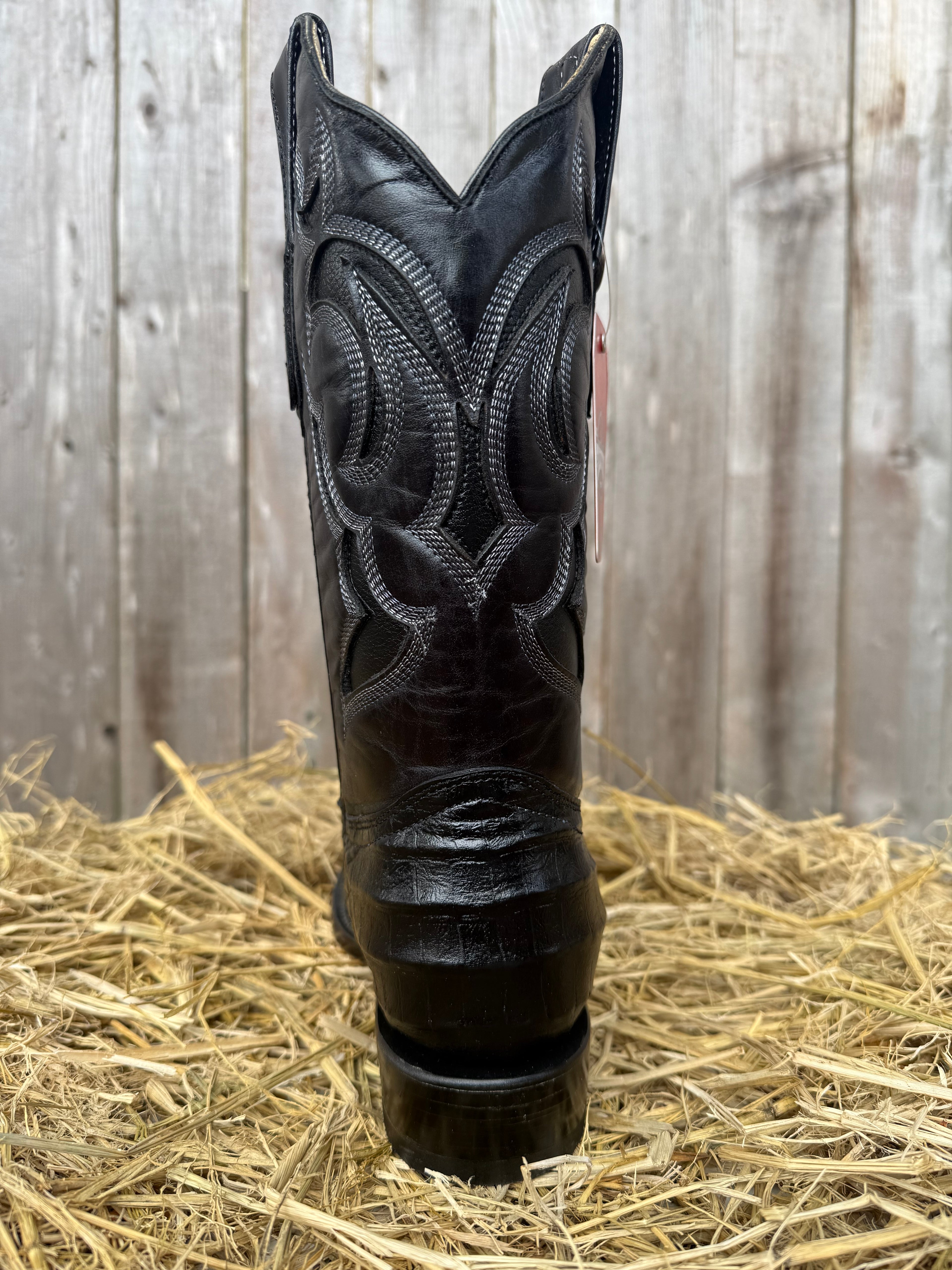 Frontera Men's Black Imitation Crocodile Print Round Toe Western Boots