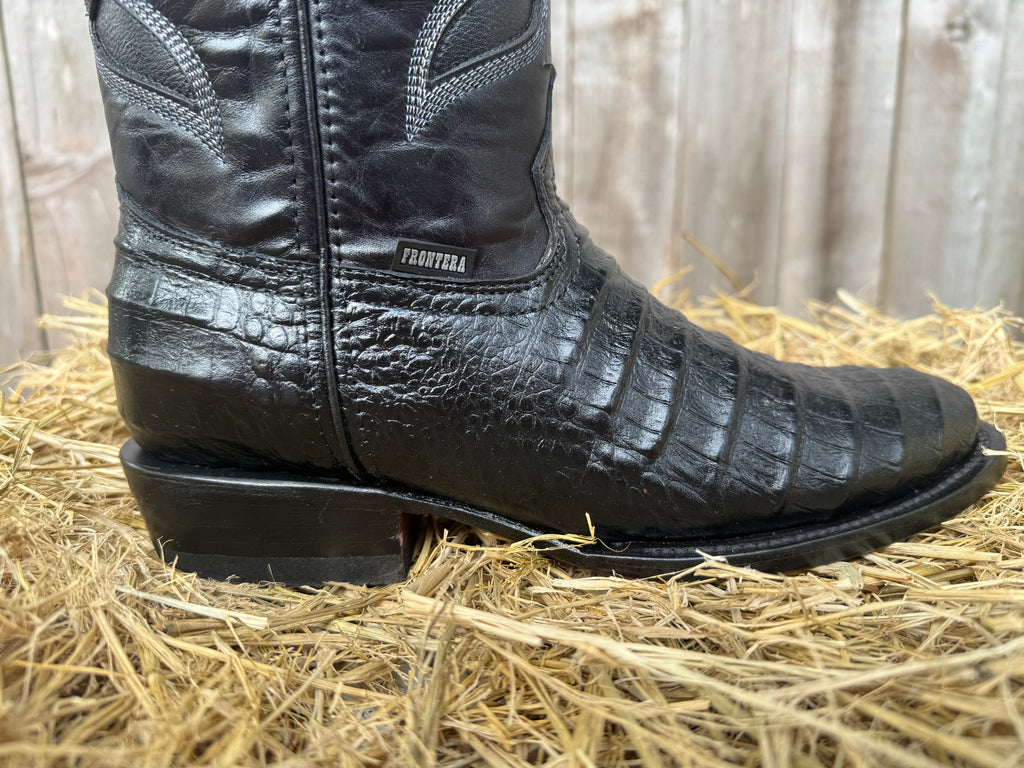 Frontera Men's Black Imitation Crocodile Print Round Toe Western Boots