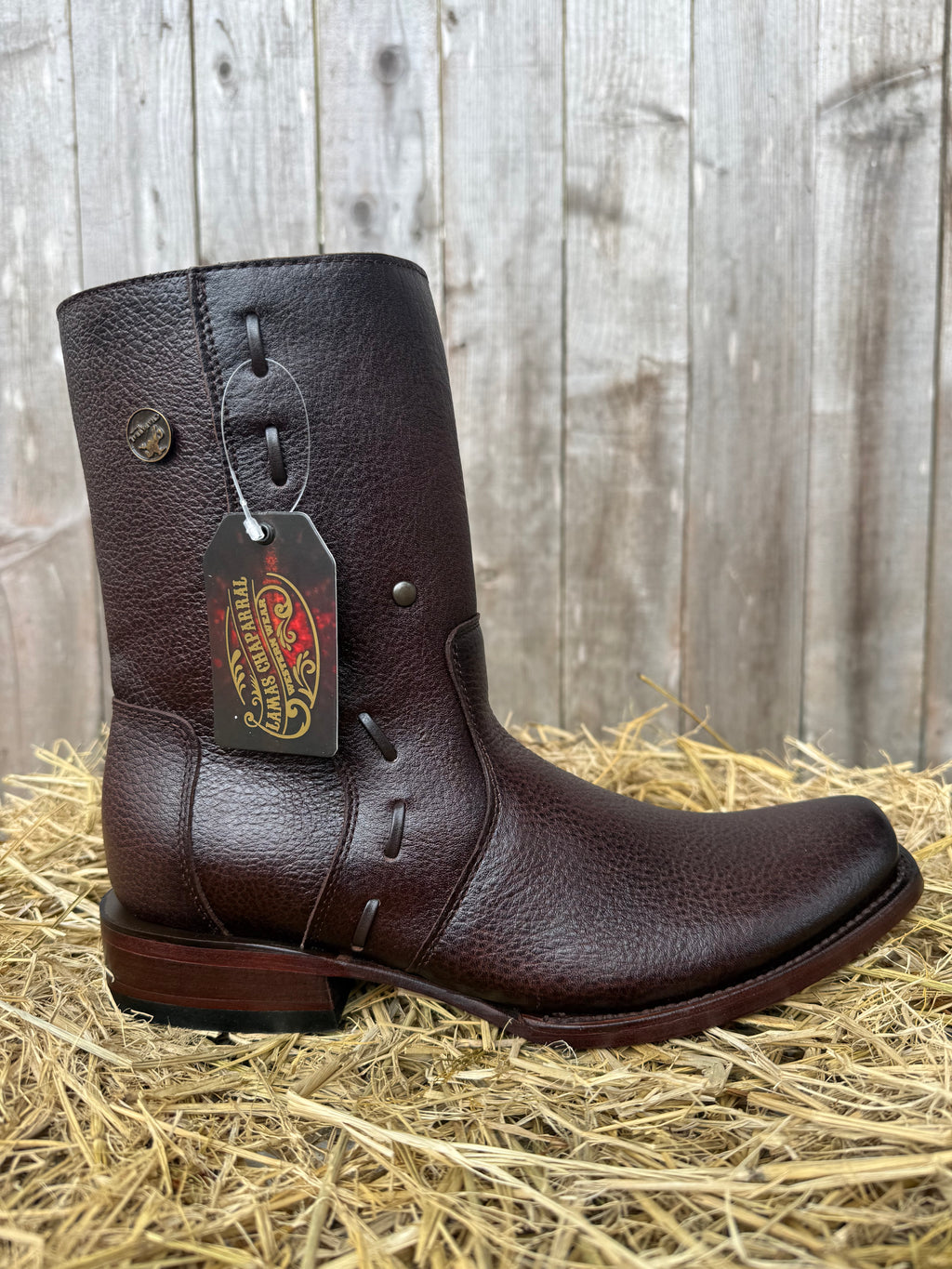 Chaparral Men's Brown Vulcano Leather Square Toe Western Boots