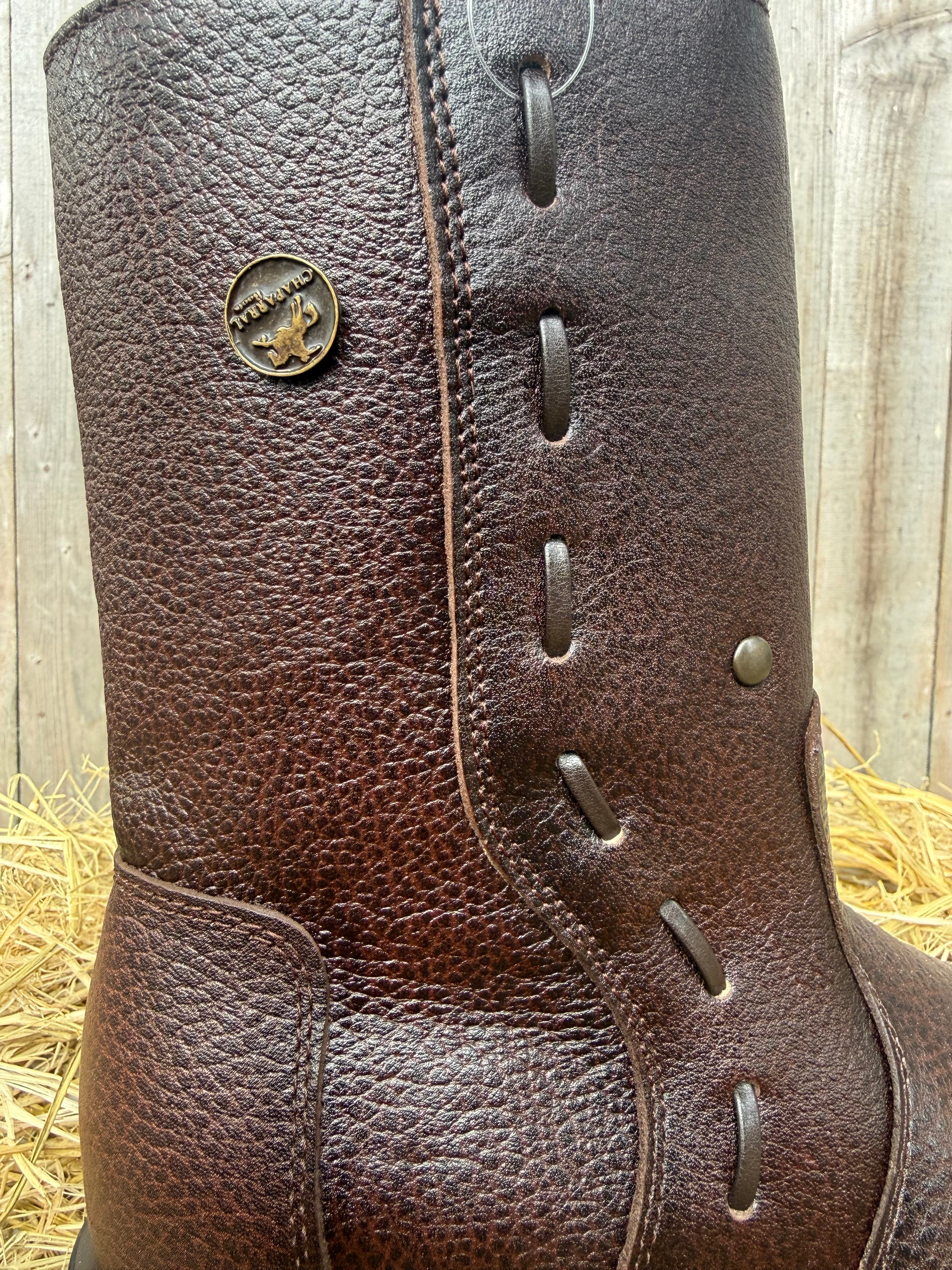 Chaparral Men's Brown Vulcano Leather Square Toe Western Boots