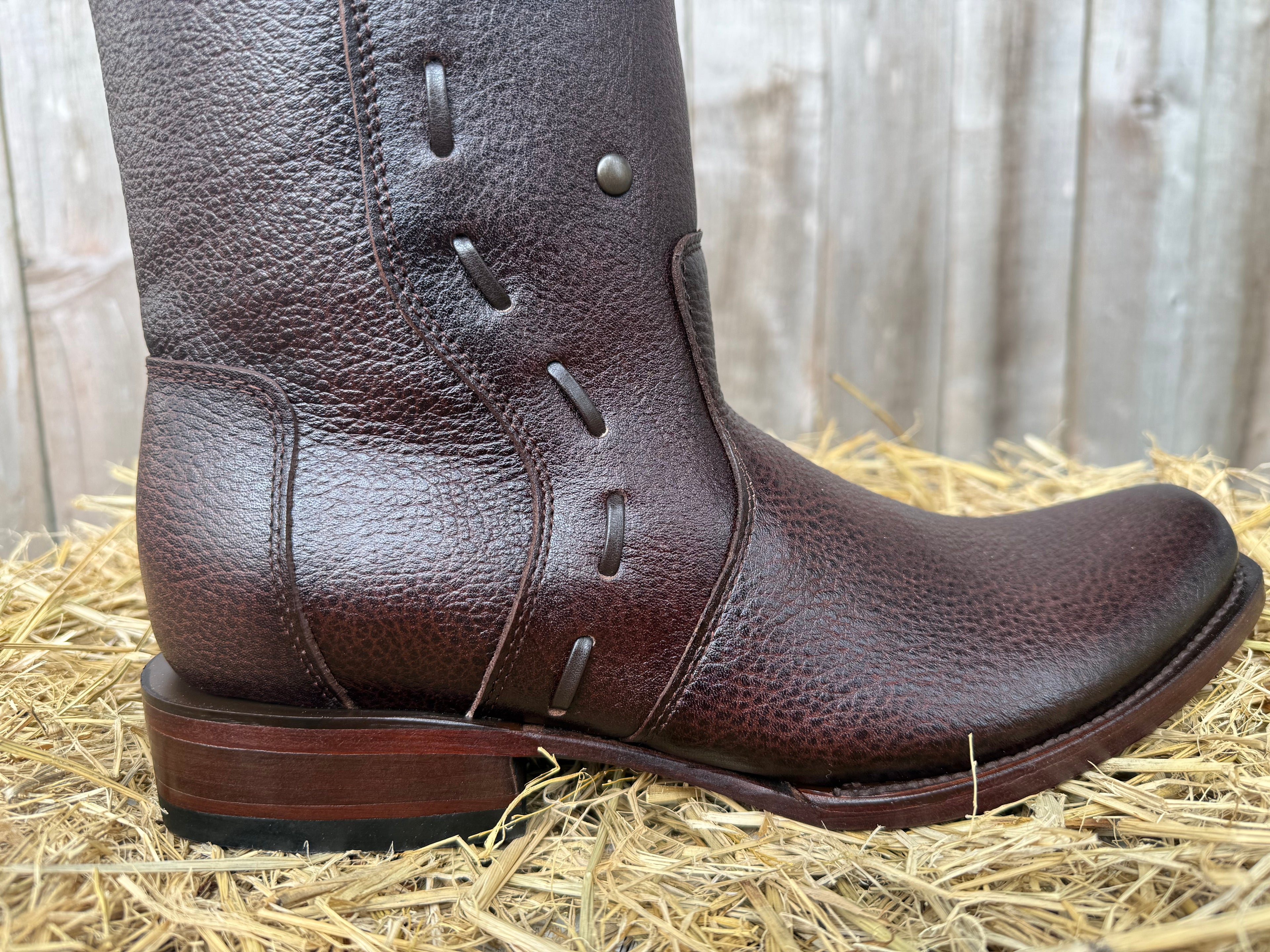 Chaparral Men's Brown Vulcano Leather Square Toe Western Boots