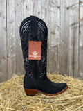 El General Women's Black Square Toe Tall Western Boots