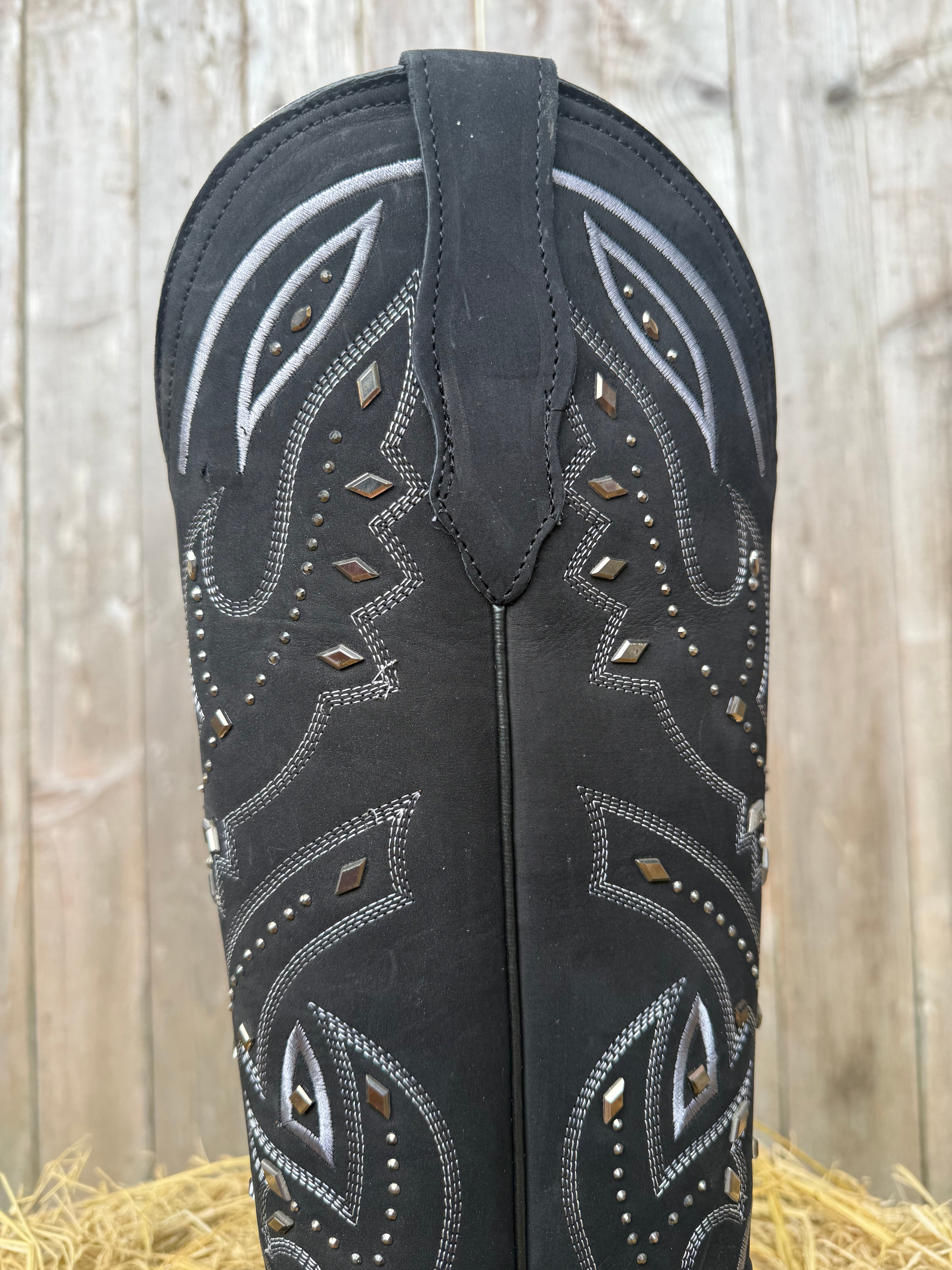 El General Women's Black Square Toe Tall Western Boots