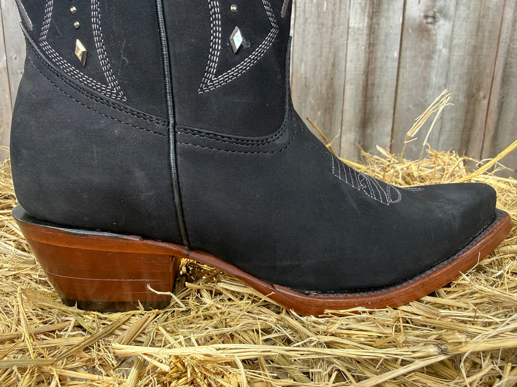 El General Women's Black Square Toe Tall Western Boots