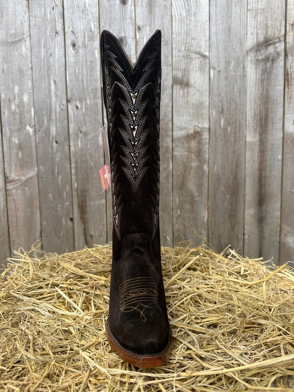El General Women's Dark Brown Square Toe Tall Western Boots