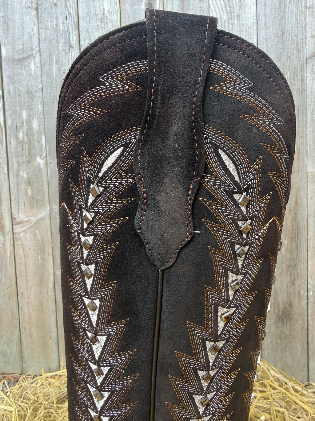 El General Women's Dark Brown Square Toe Tall Western Boots