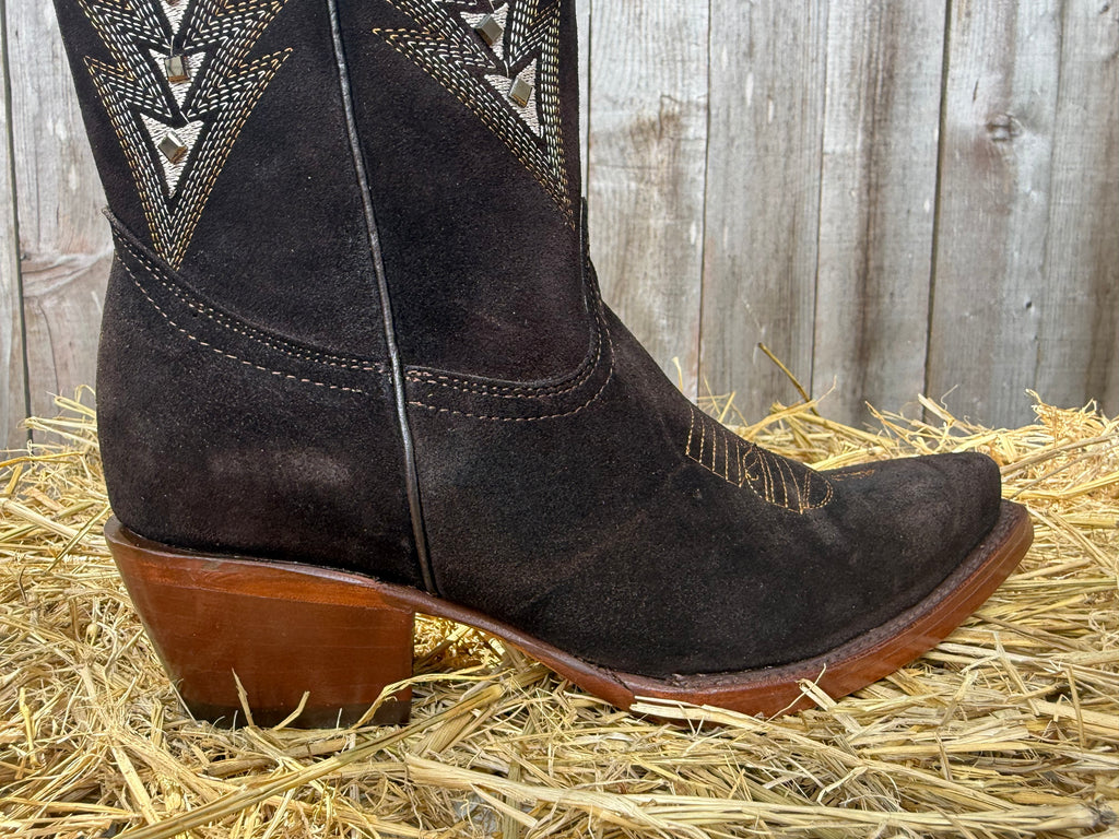 El General Women's Dark Brown Square Toe Tall Western Boots