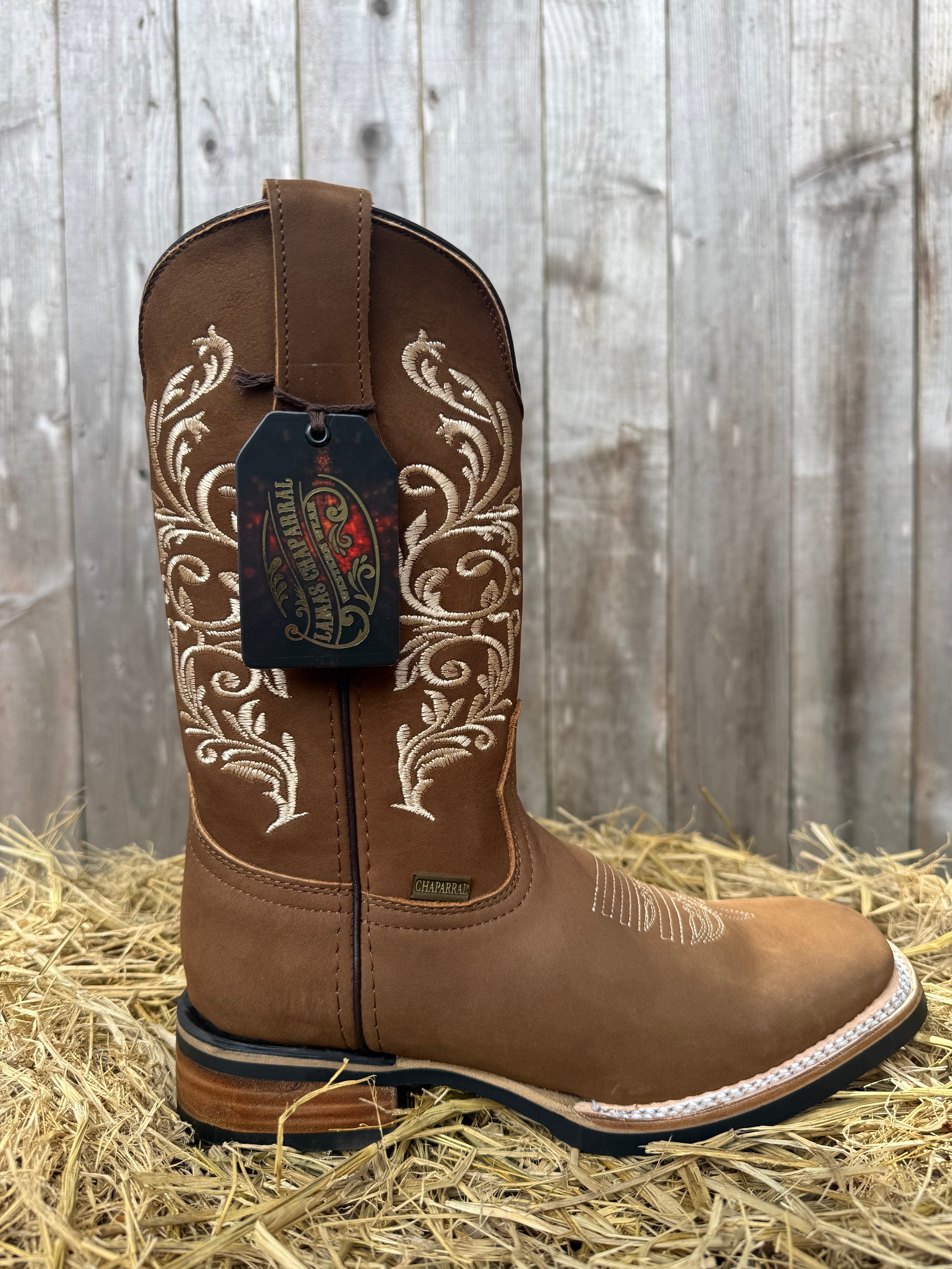 Chaparral Women's Tan Embroidered Square Toe Western Boot