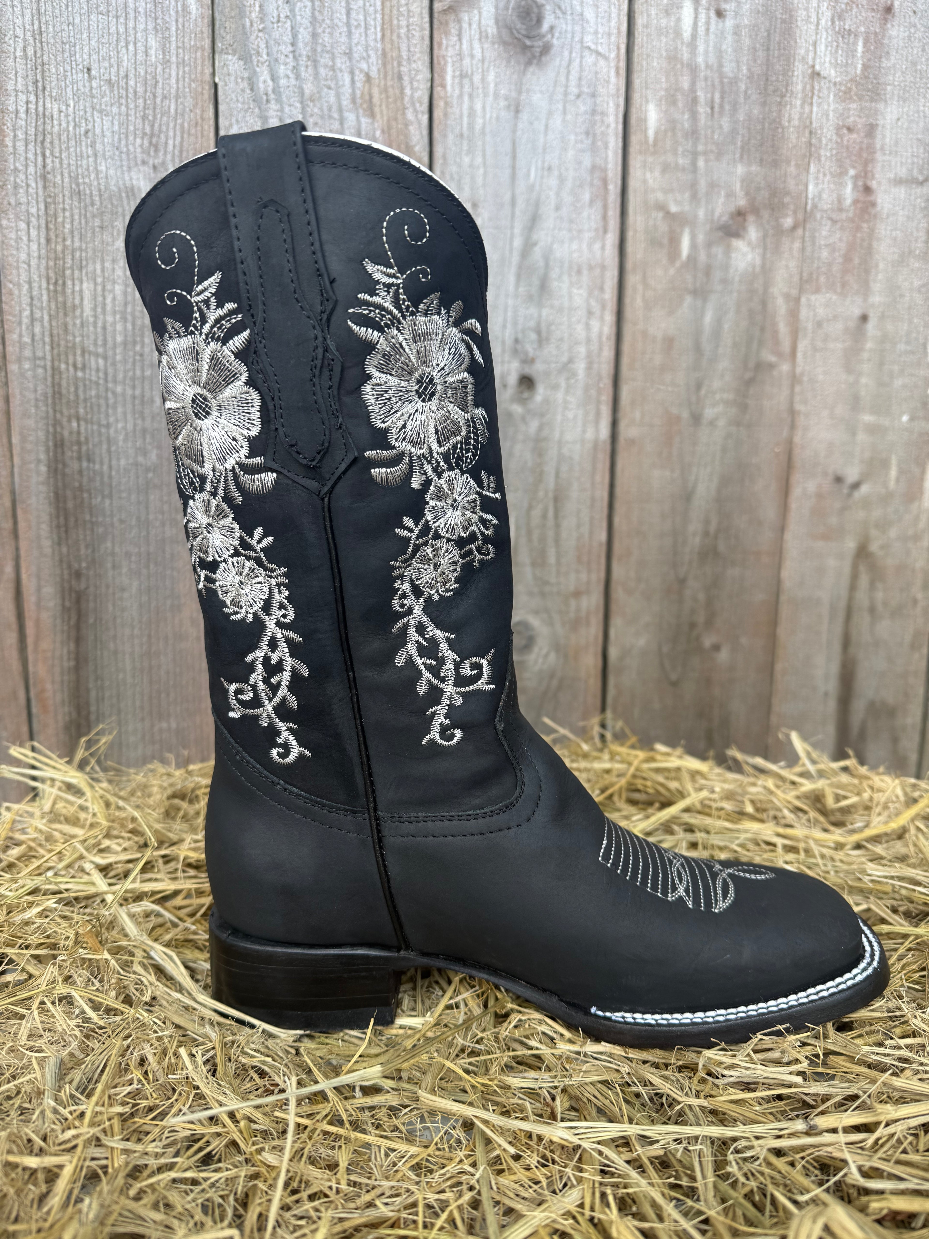 Chaparral Women's Black Embroidered Square Toe Western Boots