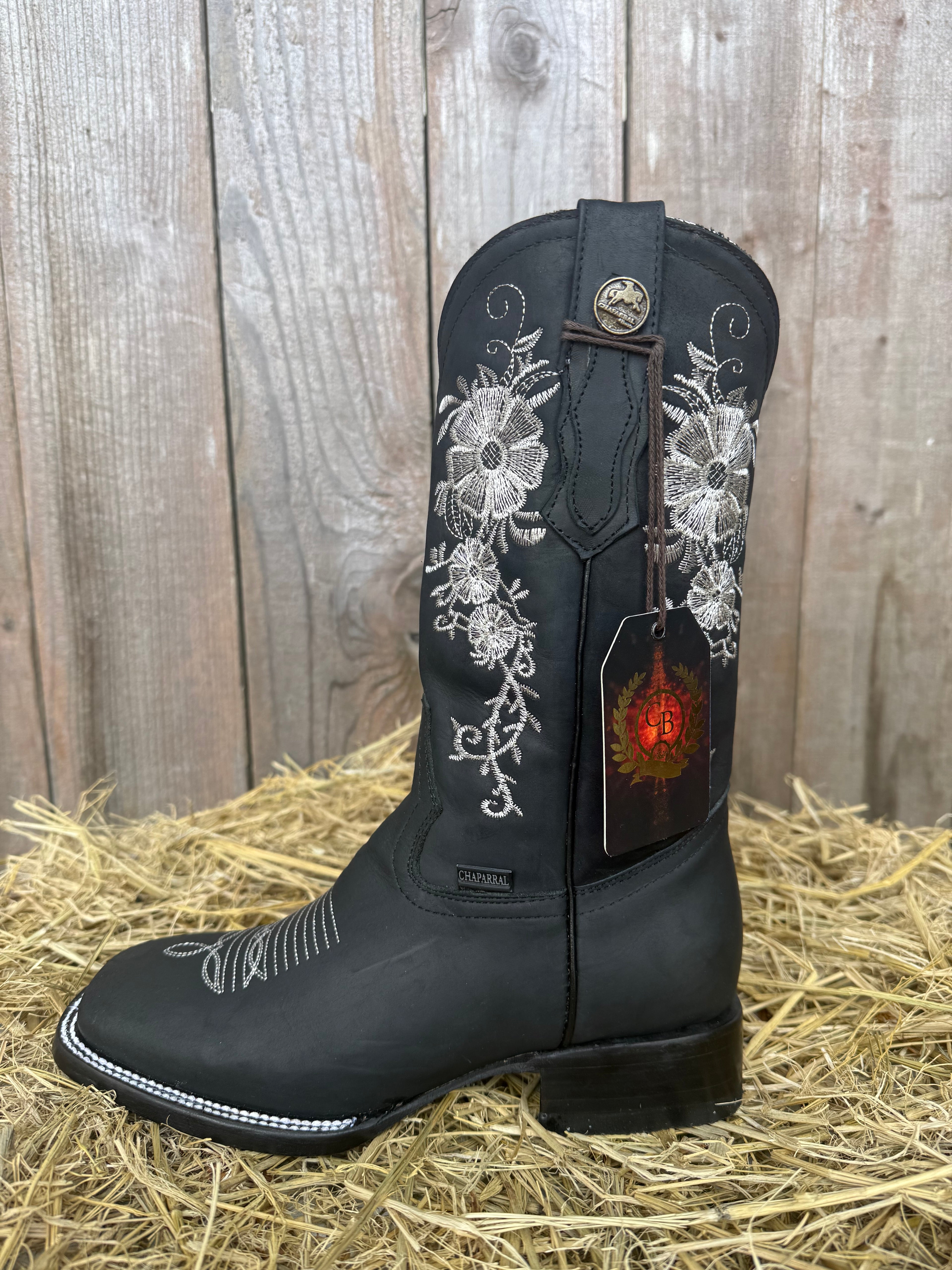 Chaparral Women's Black Embroidered Square Toe Western Boots