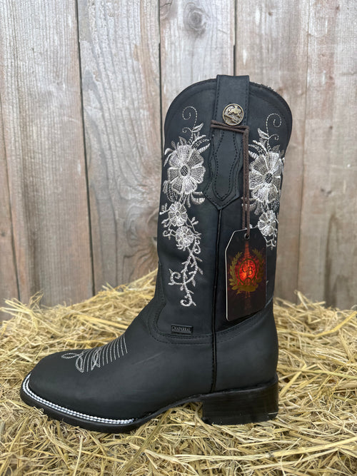Chaparral Women's Black Embroidered Square Toe Western Boots