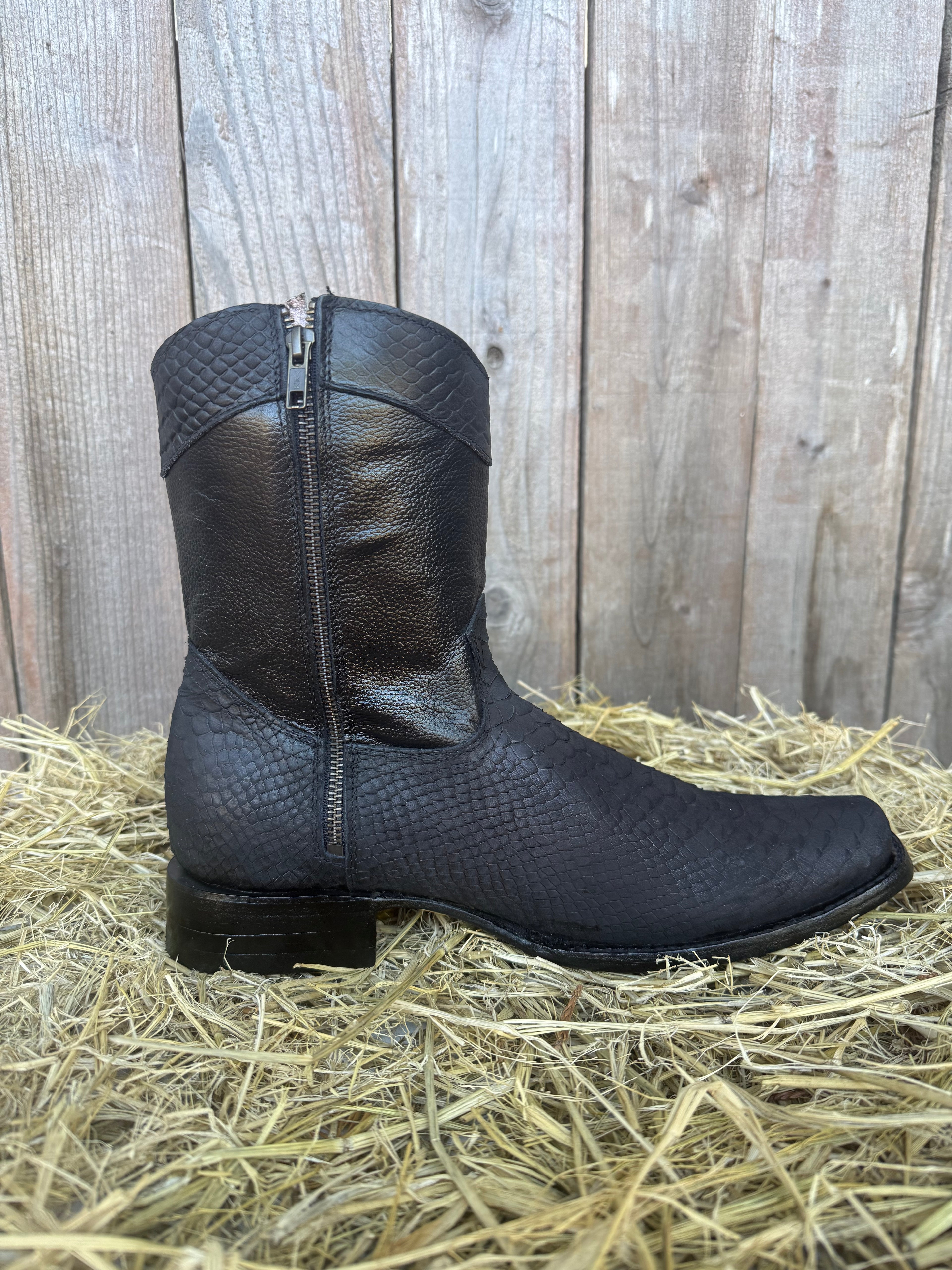 Chaparral Men's Black Python Print Square Toe Western Boots