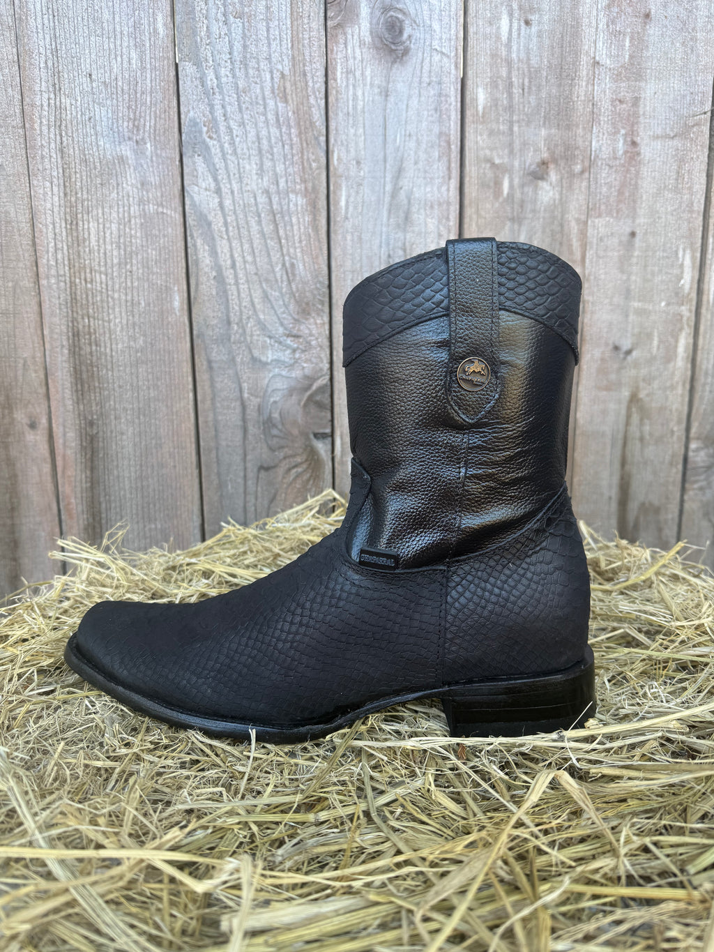 Chaparral Men's Black Python Print Square Toe Western Boots