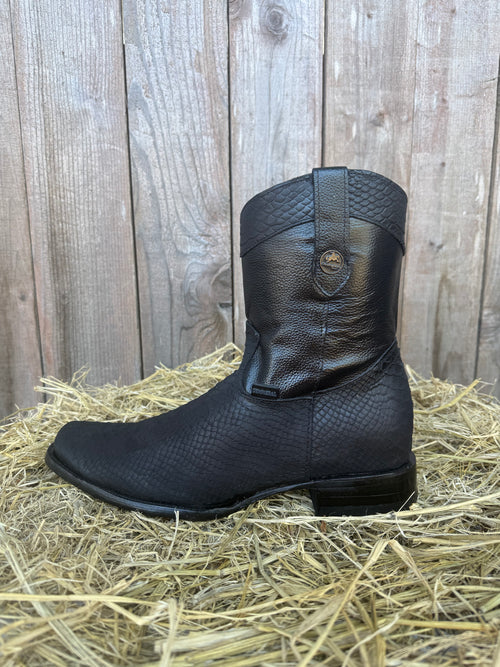 Chaparral Men's Black Python Print Square Toe Western Boots