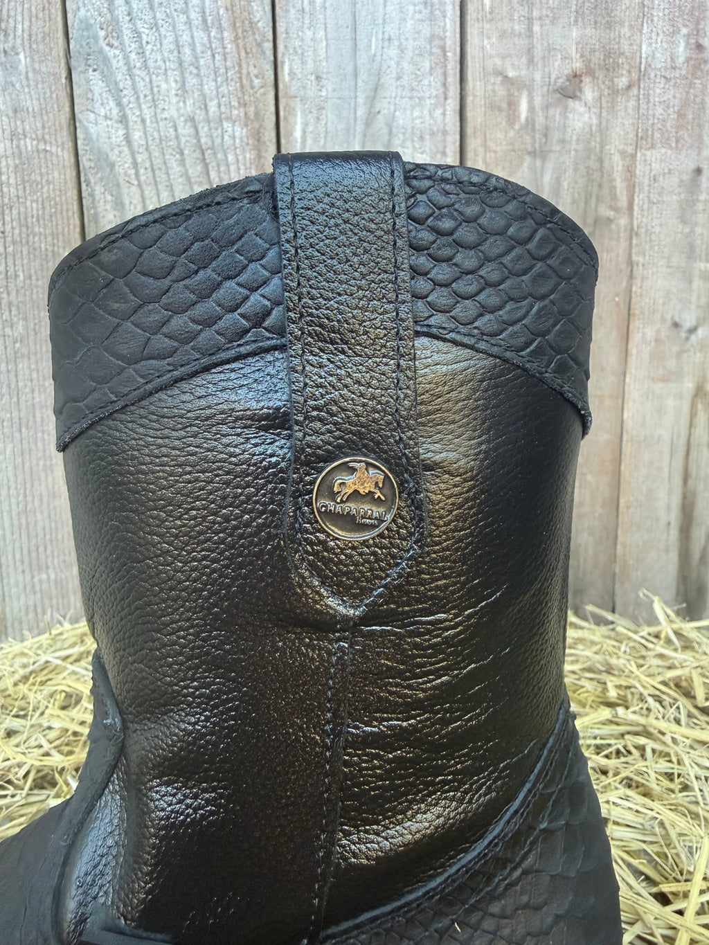 Chaparral Men's Black Python Print Square Toe Western Boots