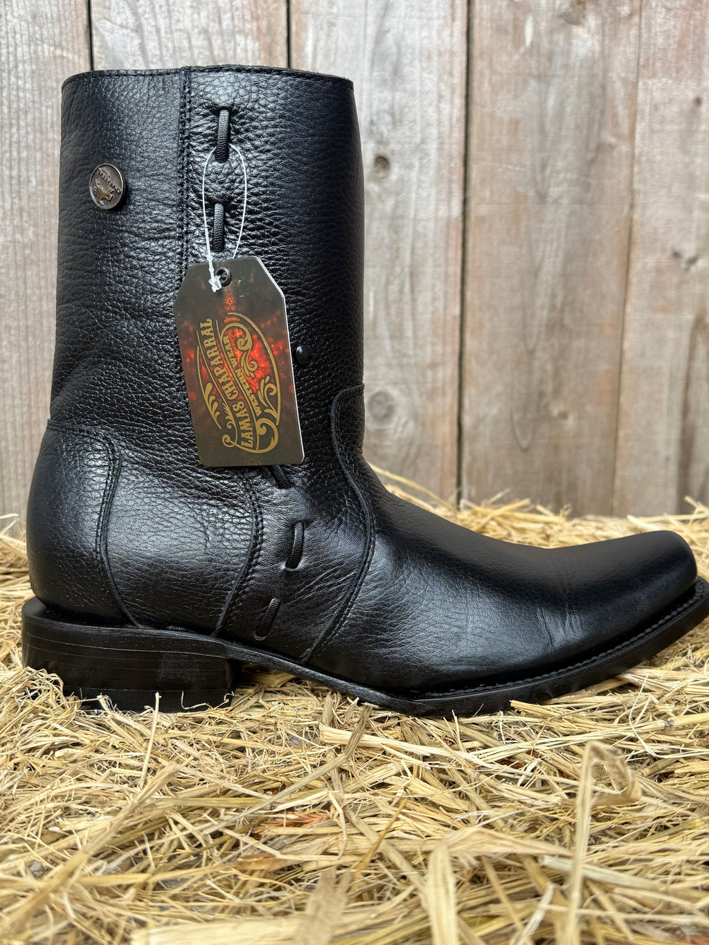 Chaparral Men's Black Vulcano Leather Square Toe Western Boots